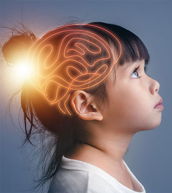 Girl with superimposed brain