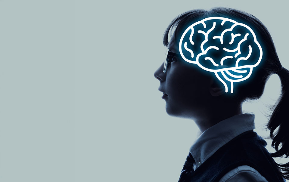 little girl and brain superimposed